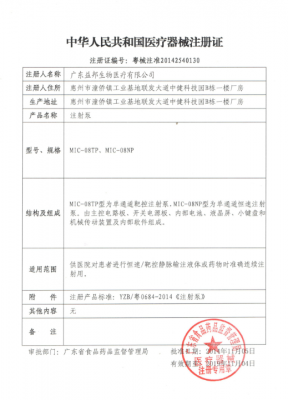 中華人民共和國醫(yī)療器械注冊證